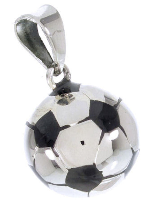 Sterling Silver Jet Soccer Ball Jewelry Slide Pendant YS64254